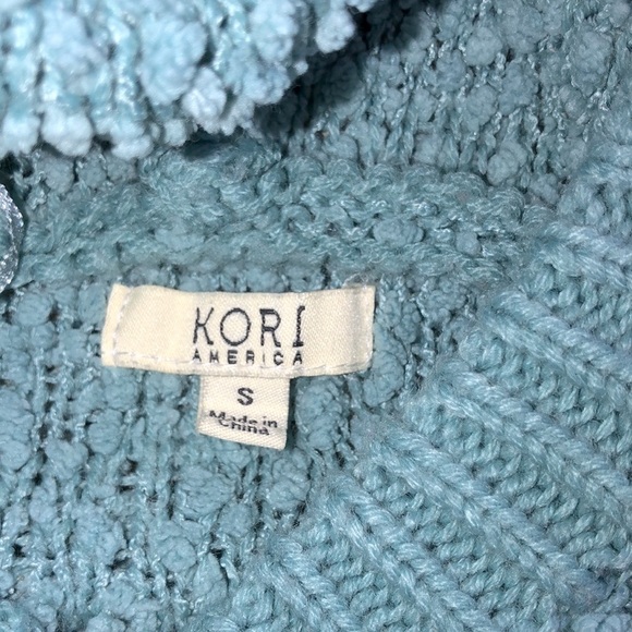 Kori America blue knit cozy oversized sweater hooded size small - Picture 5 of 7